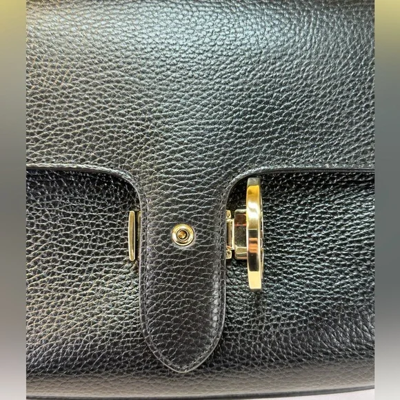 Gucci Interlocking G grained calfskin gold HDW top handle detachable strap COA - Picture 12 of 17